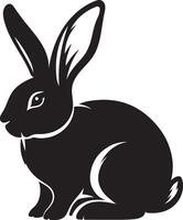 Illustration flat black rabbit bunny silhouette isolated on white background vector