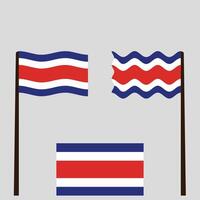 Set Of Wave Flag of Costa Rica vector