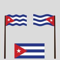 set of wave flag of cuba vector