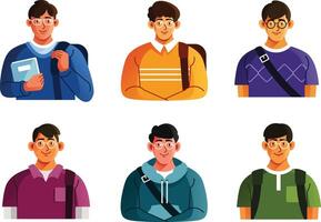 College Student Character Avatar Set vector