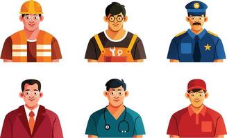 Labour Character Avatar Set vector