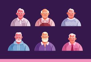 Grandfather Character Avatar Set vector