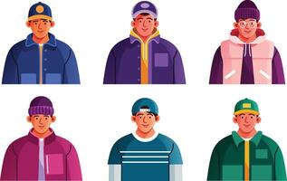 Man with Fashion Character Avatar Set vector