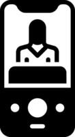 Solid black icon for call vector