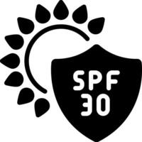 Solid black icon for spf 30 vector