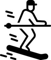Solid black icon for skiing vector