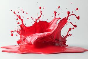Red paint splashes forming a crown shape with droplets on a pale grey backdrop photo