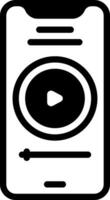 Solid black icon for media vector
