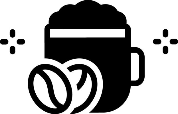 Solid black icon for latte coffee