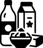 Solid black icon for milk product vector