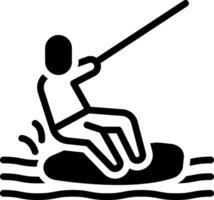 Solid black icon for wakeboard vector