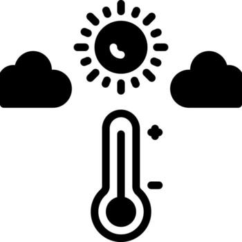 Solid black icon for temperature vector