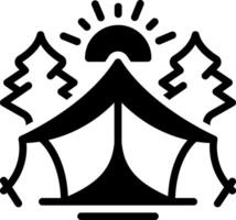 Solid black icon for camping vector