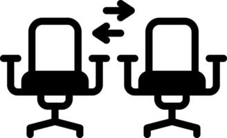 Solid black icon for change position vector
