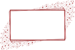 Beautiful Red Rectangular Frame With Glitter Stars png