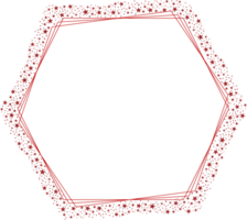Red Hexagonal Frame With Red Glitter Stars png