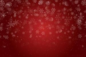 Red Christmas Background with Falling Snowflakes and Sparkles vector