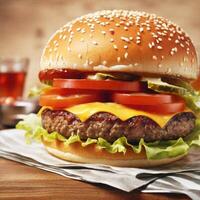 hamburger on a black background Burger Pic free image AI generate photo