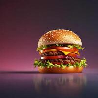 hamburger on a black background Burger Pic free image AI generate photo