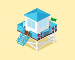 lifeguard tower isometric illustration. Wooden beach lifeguard tower in isometric style. illustration vector