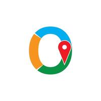The circle of the letter O is a unique GPS maps model vector
