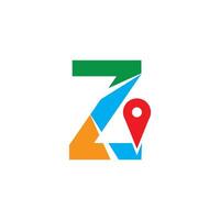 Letter Z colorful concept of GPS, Map vector