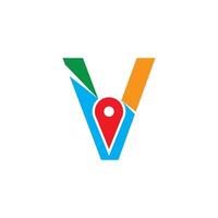 V with map concept, GPS vector