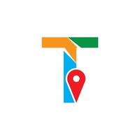 T Gps map lodo illustration design vector