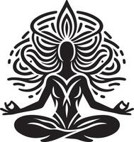 Silhouette of a Yogi with Mandala Background vector
