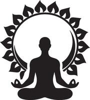 Man seated meditation in mandala background. vector