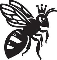 Silhouette of a queen necter bee icon. vector