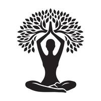 Tree Pose meditation Silhouette vector