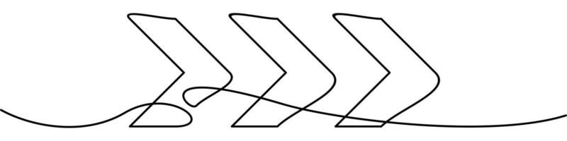 continuous line drawing of chevron alignment right curve symbol. abstract line art illustration vector
