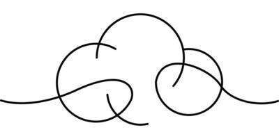 continuous line drawing of cloud symbol. abstract line art illustration vector