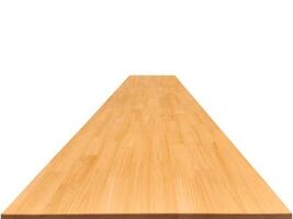 Front view of wooden table, isolated on white background. photo