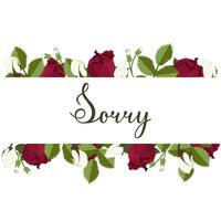 apology card. Sorry inscription in a frame of flowers and leaves. Expression of regret. vector