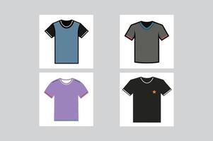 Flat Lay of Black and Gray T Shirts on White Clean Background for Designs. vector