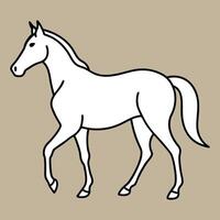 A horse is standing in a line on a beige background vector
