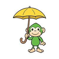 A cartoon monkey holding an umbrella vector