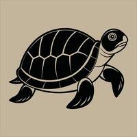 Minimalist Turtle with Smooth Shell Illustration for Kids Coloring Fun. vector