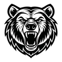 A bear head with its mouth open and its teeth showing vector