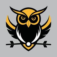 An owl with a bow and arrow on its head vector