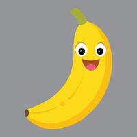 A cartoon banana with eyes and a smile vector
