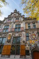 Delft, The Netherlands October 15, 2024. Close up from an old historic building in the center of Delft. photo