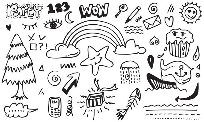 hand drawn doodle kid on white backgroundd