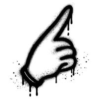 graffiti Hand finger pointing icon sprayed in black over white. vector