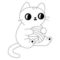 Curious Cat Looking Up - Hand-Drawn Cat Illustration in Line Art vector