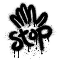 Hand Graffiti Spray isolated on white background with stop sign. vector