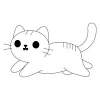 Curious Cat Outline Sketch - Black and White Line Art vector