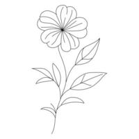 Simple Flower Outline Art on a White Background vector